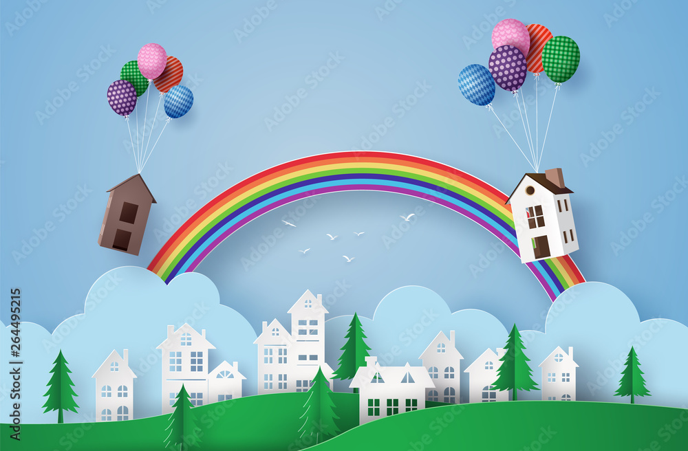  house hanging with colorful balloon