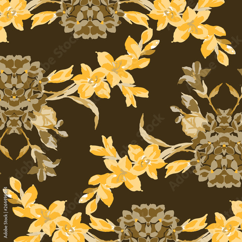 Floral bouquet pattern with small flowers and leaves