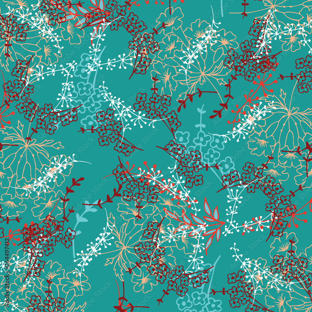 Floral bouquet pattern with small flowers and leaves Floral bouquet pattern with small flowers and leaves