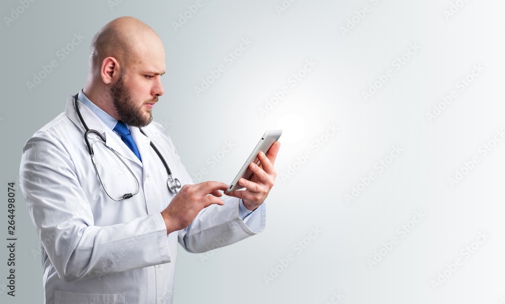 Close-up Doctor at hospital working with tablet pc Close-up Doctor at hospital working with tablet pc