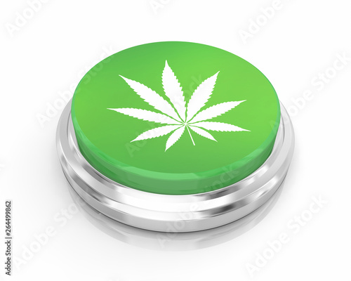 Marijuana Pot Weed Cannabis Green Round Button Order 3d Illustration