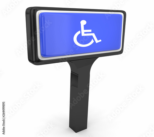 Wheelchair Disabled Person Symbol Disability Store Service Sign 3d Illustration