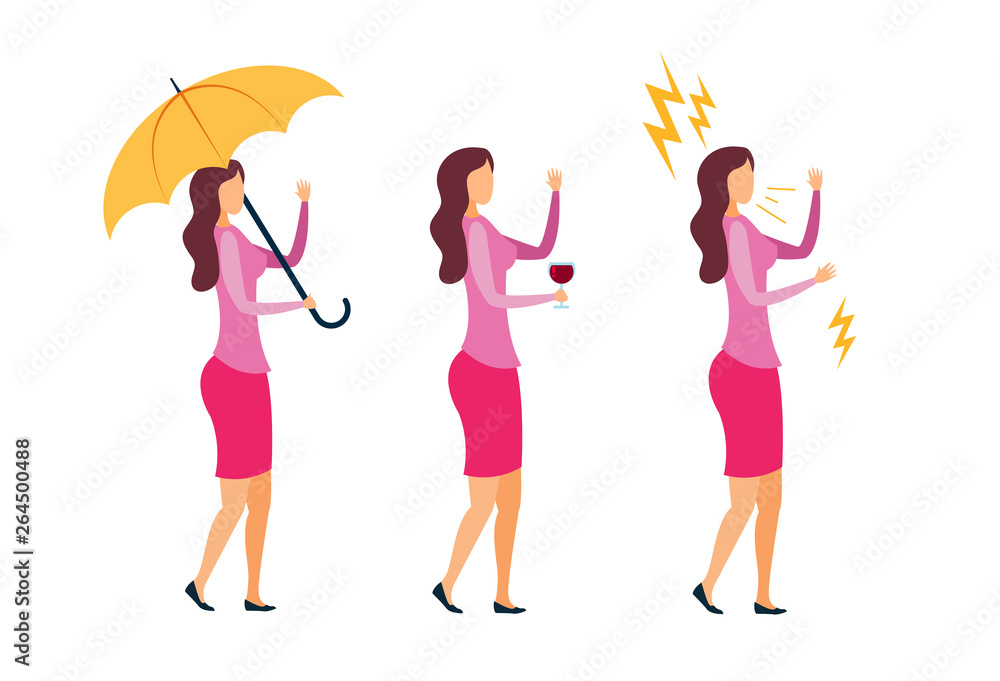 Faceless Model, Young Women Cartoon Characters Set Faceless Model, Young Women Cartoon Characters Set
