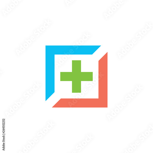 plus medical colorful geometric square logo vector