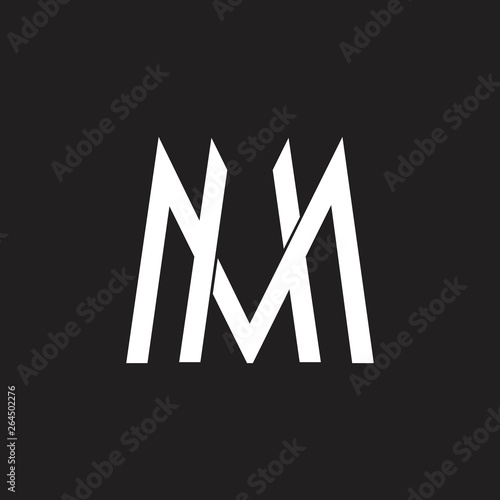 letter m simple overlapping line logo vector