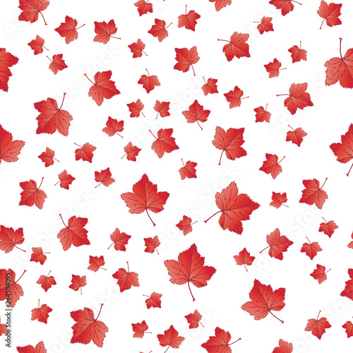 Seamless red autumn leaves pattern.