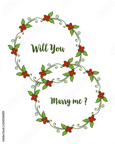 Vector illustration red wreath frame for will you marry me