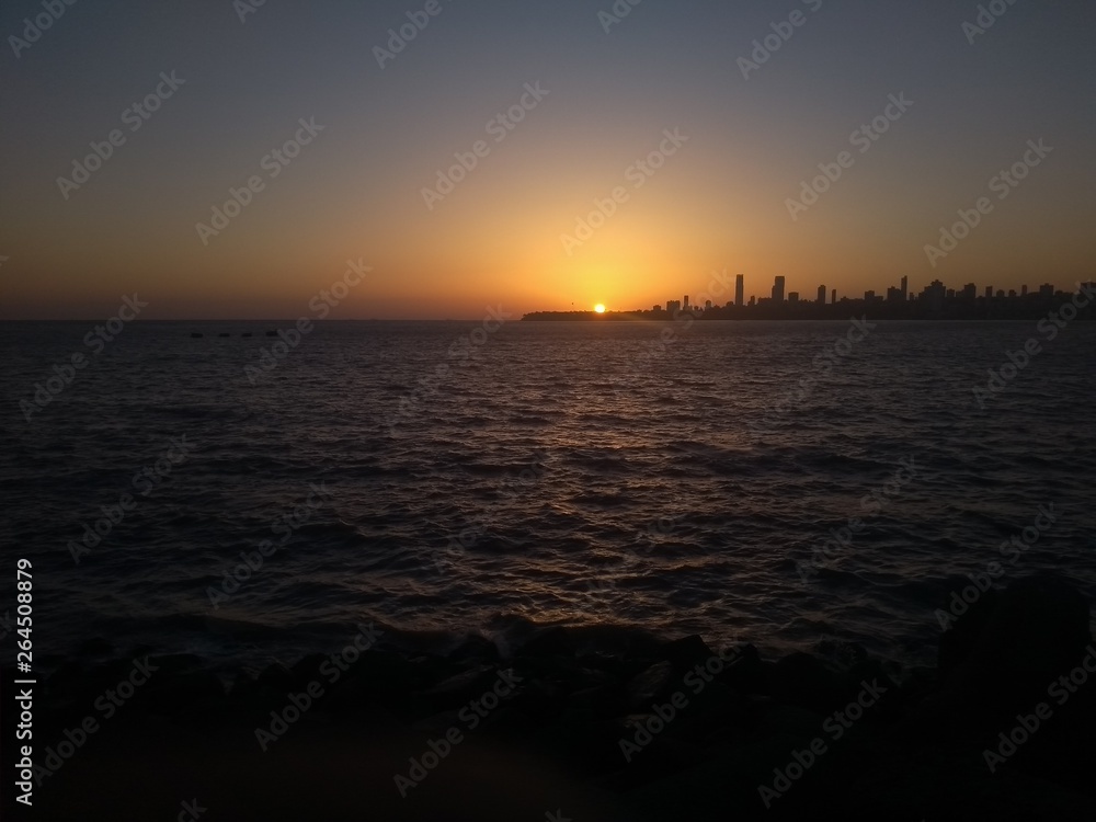 A beautiful sunset view from Mumbai Marine drive. Clik by using my moto g5s