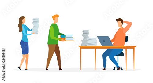 Busy Office Worker Cartoon Vector Illustration © Mykola