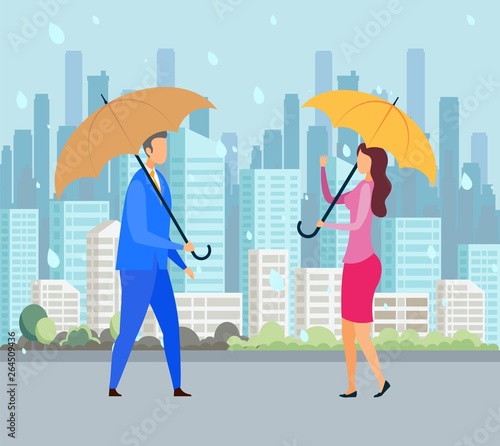 Rainy Day, Bad Weather Flat Vector Illustration