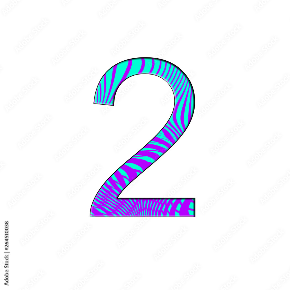 Number 2 illustration on isolated white background. Halftone duotone gradient style . Blue and purple colorful Number 2 illustration on isolated white background. Halftone duotone gradient style . Blue and purple colorful
