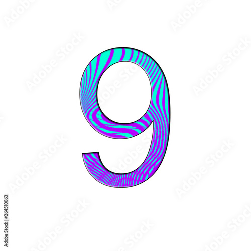 Free Download Number 9 illustration on isolated white background. Halftone duotone gradient style . Blue and purple colorful - GFXLoad