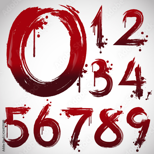  	 blood alphabet, Halloween Letters of the in bloody font style. 