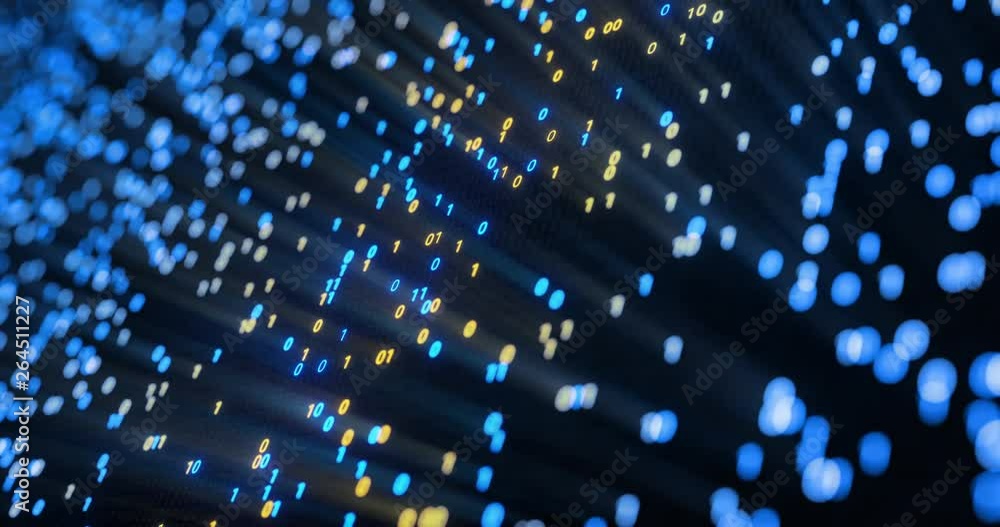 Big data cloud computing internet of things IOT AI network technology. Seamless loop 4K VJ background. Data center digital code futuristic information technology. 3D rendering