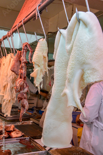Tripe hanging for sale in market