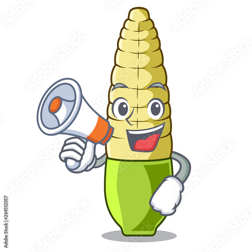 With megaphone baby corn in a character bowl