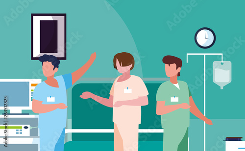 male medicine workers in operating theater