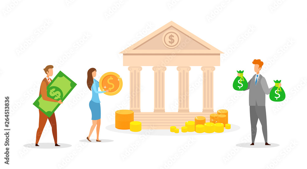 Banking, Cash Transactions Vector Illustration Banking, Cash Transactions Vector Illustration