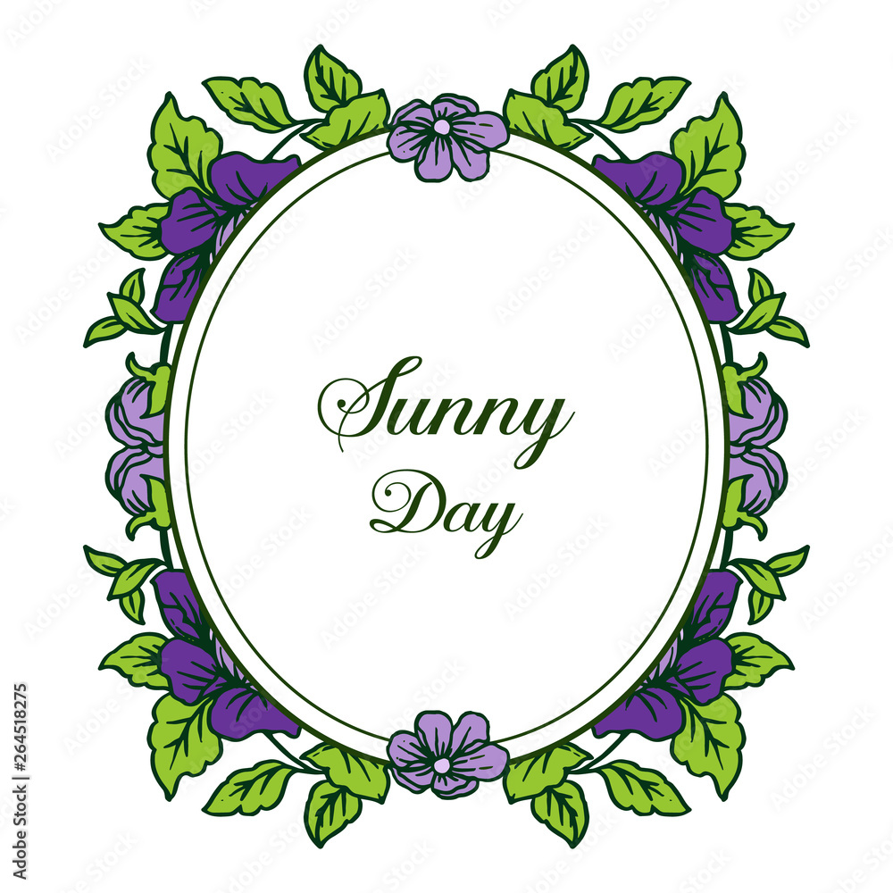 Vector illustration purple flower frame for banner sunny day
