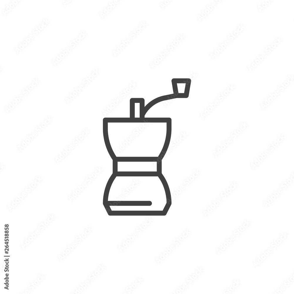 Coffee grinder line icon. linear style sign for mobile concept and web design. Handle coffee grinder outline vector icon. Symbol, logo illustration. Pixel perfect vector graphics Coffee grinder line icon. linear style sign for mobile concept and web design. Handle coffee grinder outline vector icon. Symbol, logo illustration. Pixel perfect vector graphics