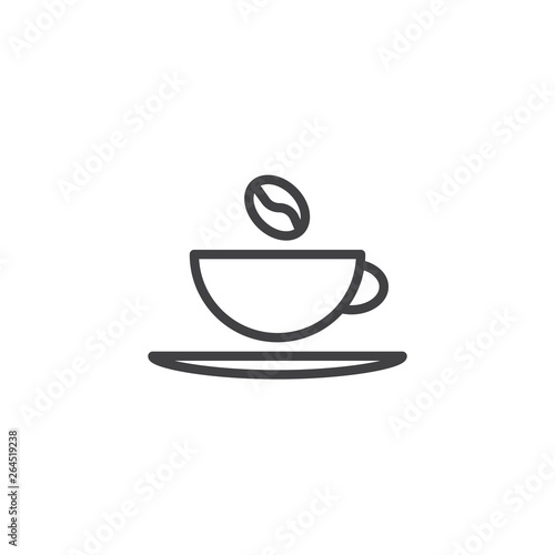 Coffee bean and coffee cup line icon. linear style sign for mobile concept and web design. Cup of coffee outline vector icon. Symbol  logo illustration. Pixel perfect vector graphics