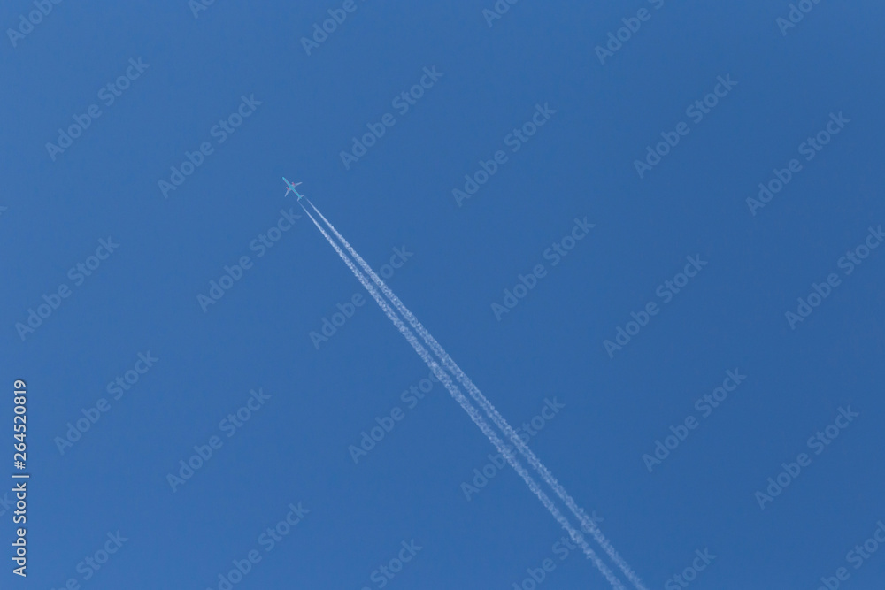 track from plane in a blue sky track from plane in a blue sky