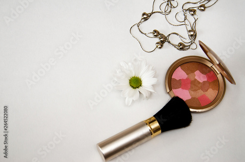 set of cosmetics on white background