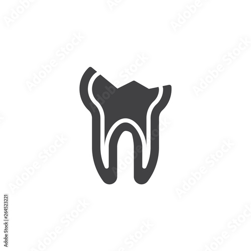 Decayed teeth vector icon. Chipped tooth broke filled flat sign for mobile concept and web design. Cracked tooth glyph icon. Dentistry, stomatology and dental care symbol, logo illustration. 