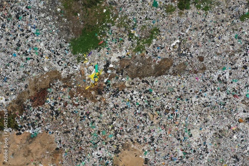 Plastic pollution environmental problem. A landfill in Southeast Asia filled with trash which is not recycled. 