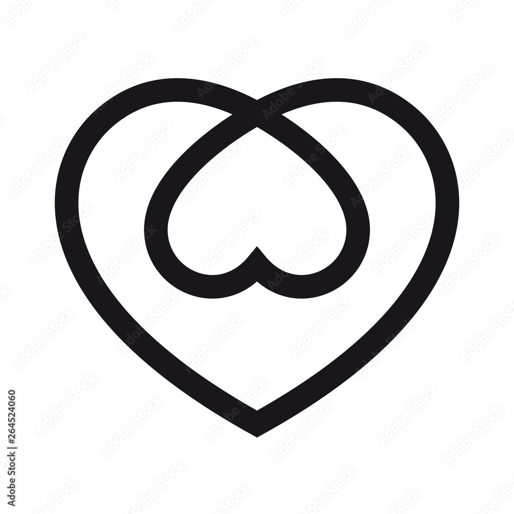 Vector black line tattoo heart with heart. Isolated on white background. Vector black line tattoo heart with heart. Isolated on white background.