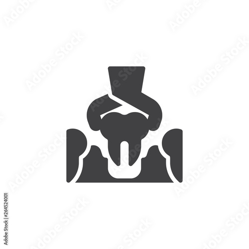 Dental Surgery vector icon. filled flat sign for mobile concept and web design. Dental Removal Diseased Tooth by Medical Forceps glyph icon. Symbol, logo illustration. Pixel perfect vector graphics