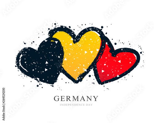 German flag in the form of three hearts. Vector illustration