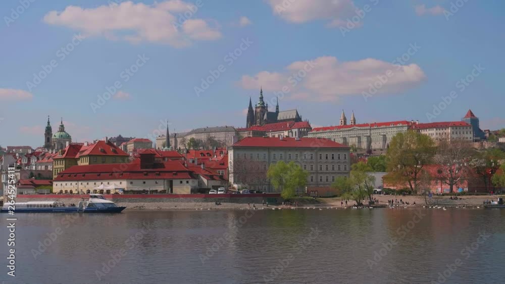 View of the Vltava river and Prague castle View of the Vltava river and Prague castle