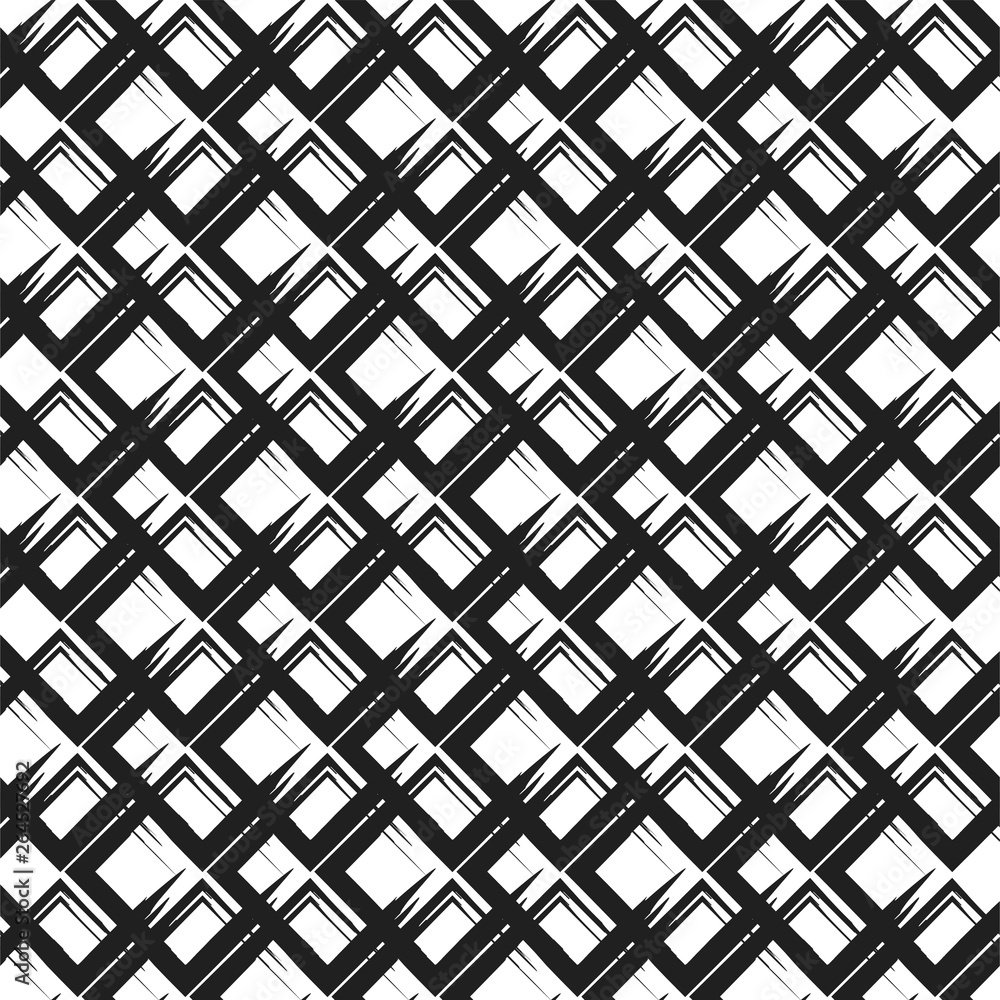 Fototapeta premium Abstract seamless pattern with grunge brush geometric shape. Modern black and white texture