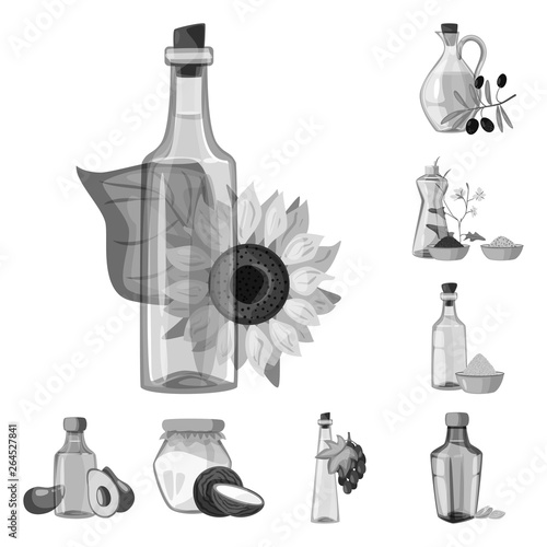 Vector illustration of nutrition and organics icon. Collection of nutrition and glass  stock symbol for web.