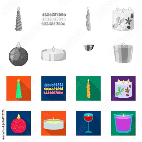 Isolated object of relaxation and flame icon. Collection of relaxation and wax stock vector illustration.