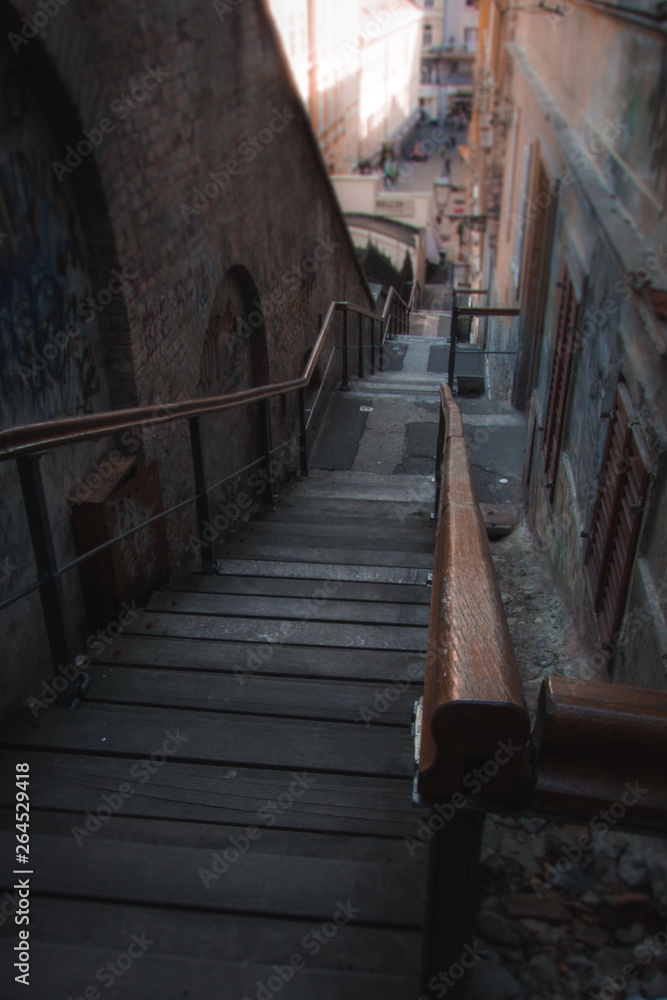 Narrow stairs in a city