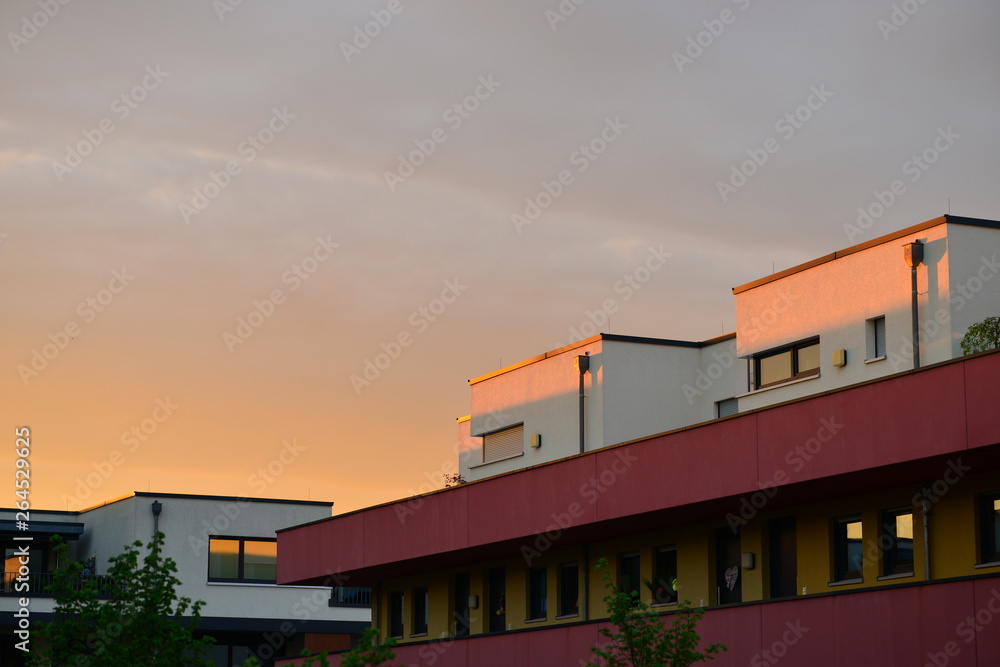 buildings in germany kissed by the first sunrays in the morning buildings in germany kissed by the first sunrays in the morning