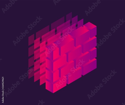 Firewall isometric icon. Vector 3D illustration.