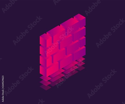 Firewall isometric icon. Vector 3D illustration.