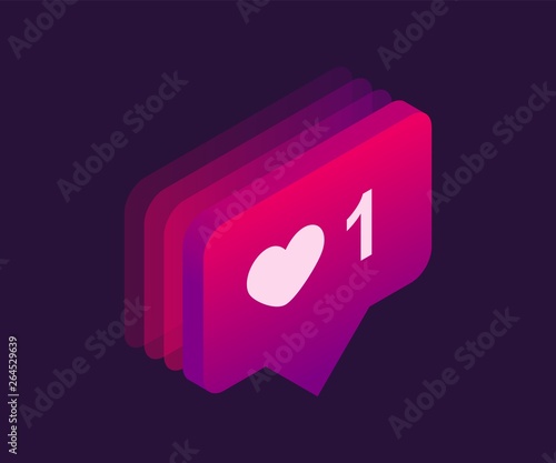 Counter Notification, Like isometric icon. Vector 3D illustration.