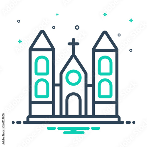 Mix line icon for church holy