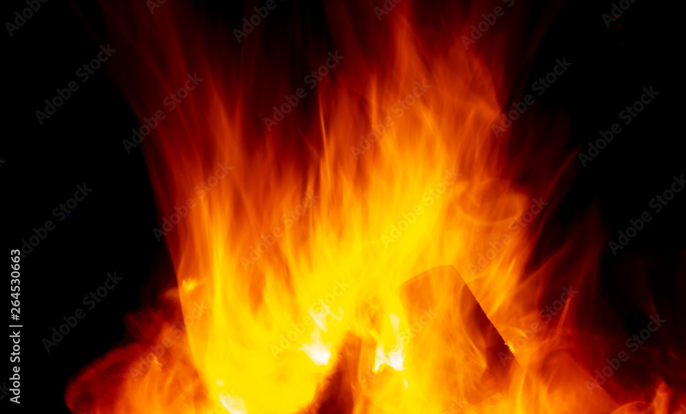 Flame of firewood at night Flame of firewood at night