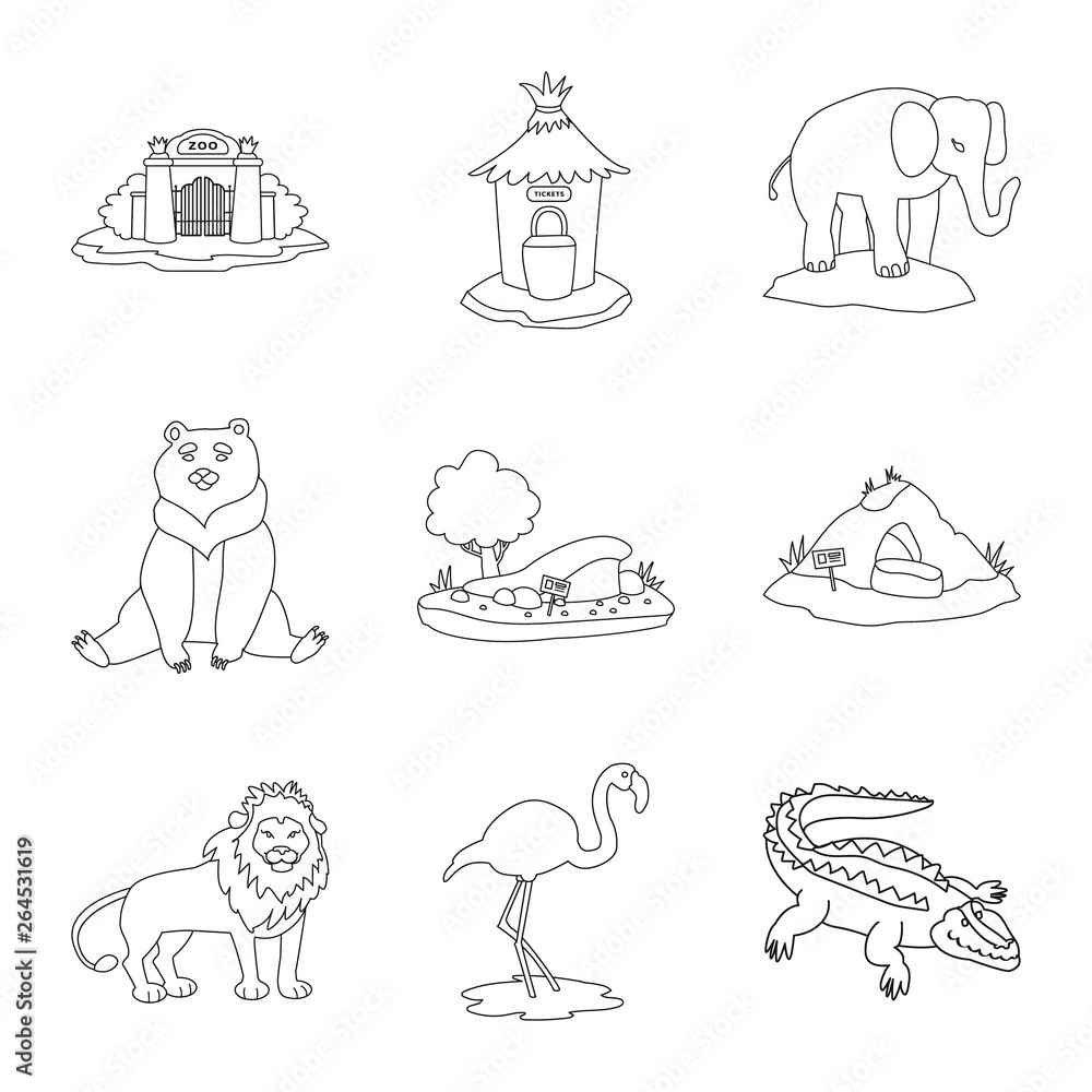 Fototapeta premium Vector illustration of entertainment and forest sign. Set of entertainment and park vector icon for stock.