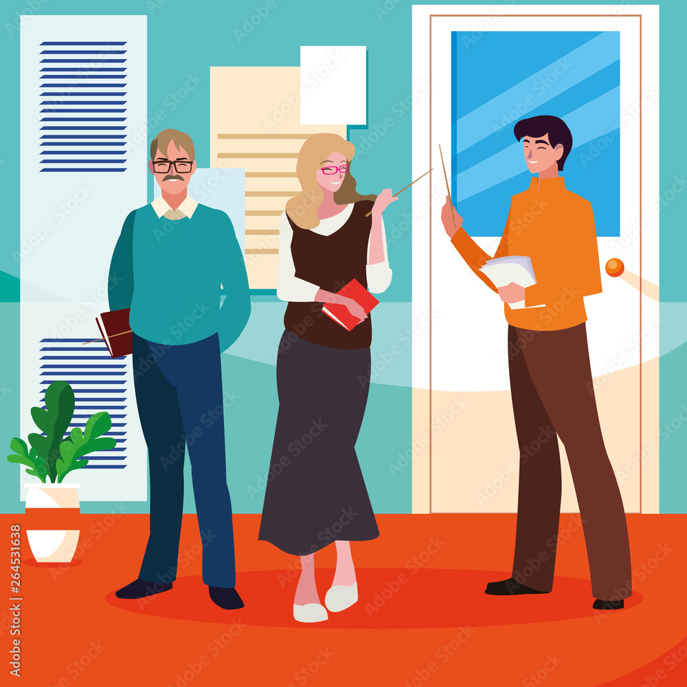 Fototapeta premium teachers group in the school corridor