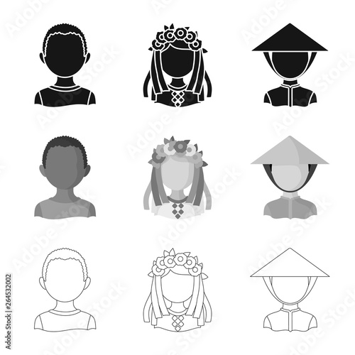 Vector illustration of imitator and resident logo. Set of imitator and culture stock symbol for web.