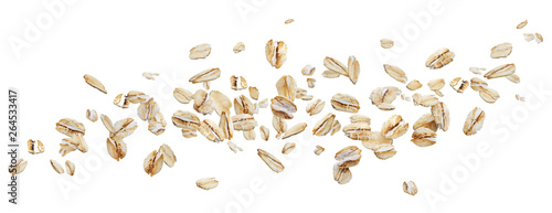Flying oat flakes isolated on white background with clipping path photo