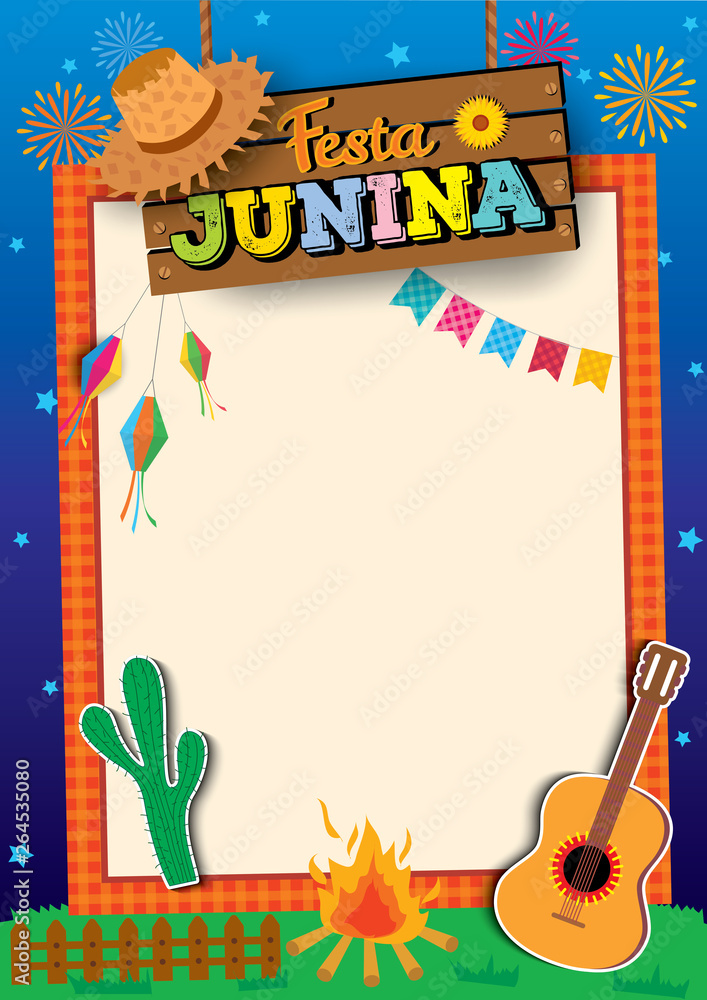 Festa Junina night party frame Stock Vector | Adobe Stock