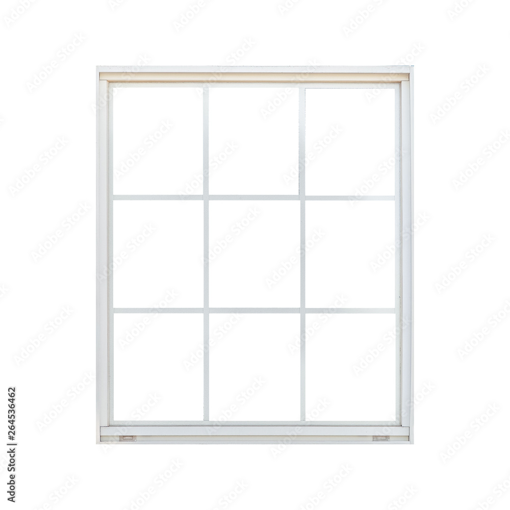 White wood window frame isolated on white background White wood window frame isolated on white background