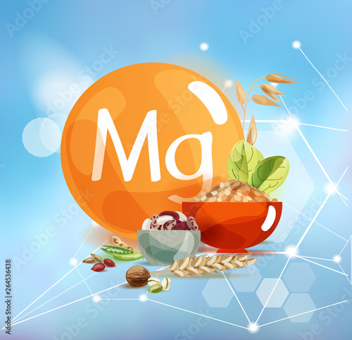 Magnesium on a modern background with polygonal elements.